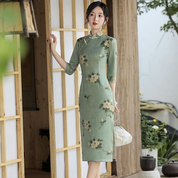 ethnic clothing suede classic retro button chinese dress slim print cheongsams women elegant banquet gown autumn winter qipao vestidos, Red
ethnic clothing suede classic retro button chinese dress slim print cheongsams women elegant banquet gown autumn winter qipao vestidos, Red