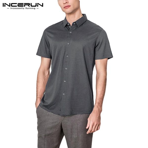 men's casual shirts incerun men dress shirt brand solid color lapel short sleeve fashion mens social business camisa s-5xl, White;black
men's casual shirts incerun men dress shirt brand solid color lapel short sleeve fashion mens social business camisa s-5xl, White;black