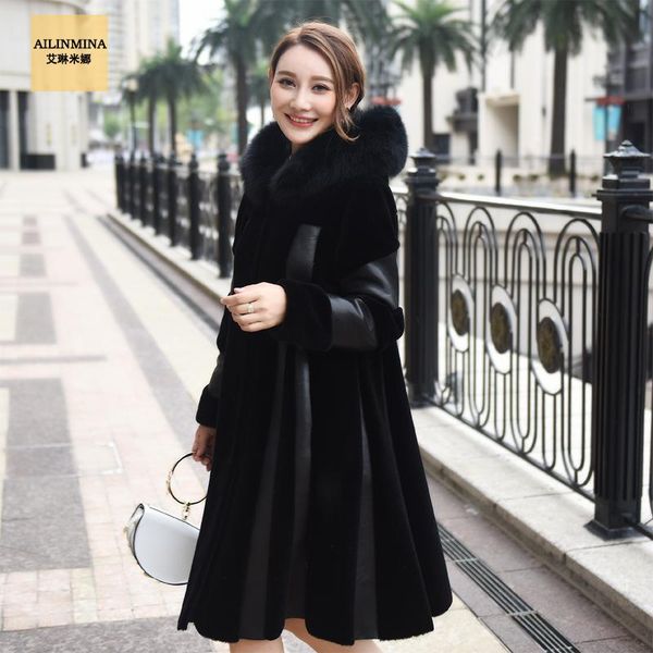 women's fur & faux real coat female winter natural hooded jacket women 2021 korean long sheep shearing jackets 100% wool lw2176, Black
women's fur & faux real coat female winter natural hooded jacket women 2021 korean long sheep shearing jackets 100% wool lw2176, Black