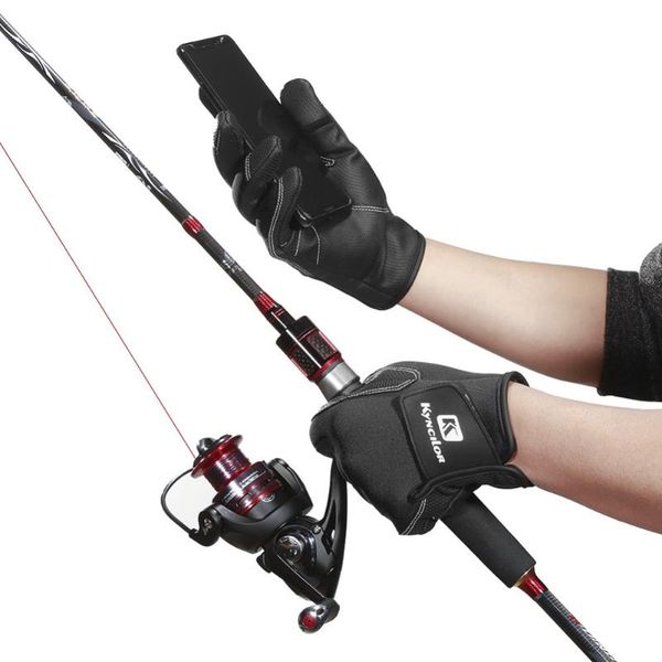 cycling gloves long finger anti-slip men and women universal fishing two fingers exposed warm, Black 
cycling gloves long finger anti-slip men and women universal fishing two fingers exposed warm, Black
