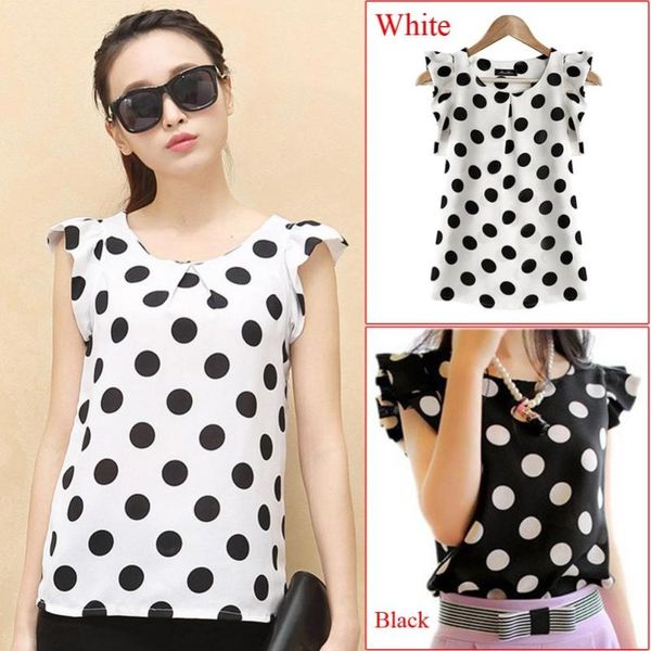 women's blouses & shirts fashion summer casual polka dot round neck chiffon tourism blouse shirt short sleeve top, White
women's blouses & shirts fashion summer casual polka dot round neck chiffon tourism blouse shirt short sleeve top, White
