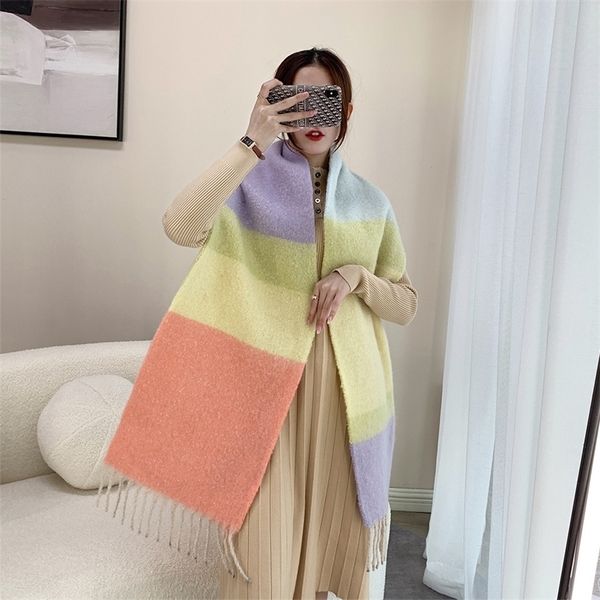 2021 autumn and winter new ac scarf rainbow imitation cashmere plaid scarf female za japan south korea sweet tassel shawl bib, Blue;black
2021 autumn and winter new ac scarf rainbow imitation cashmere plaid scarf female za japan south korea sweet tassel shawl bib, Blue;black