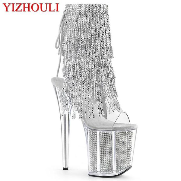 inch rhinestone fringe vamp transparent waterproof platform 20 cm thin heel stage banquet pole dancing ankle boots, Black
inch rhinestone fringe vamp transparent waterproof platform 20 cm thin heel stage banquet pole dancing ankle boots, Black