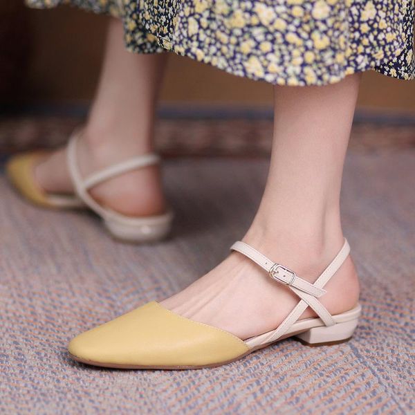 spring shoes buckle strap low sandals woman leather 2021 summer yellow square toe low-heeled real closed retro comfort girls, Black
spring shoes buckle strap low sandals woman leather 2021 summer yellow square toe low-heeled real closed retro comfort girls, Black
