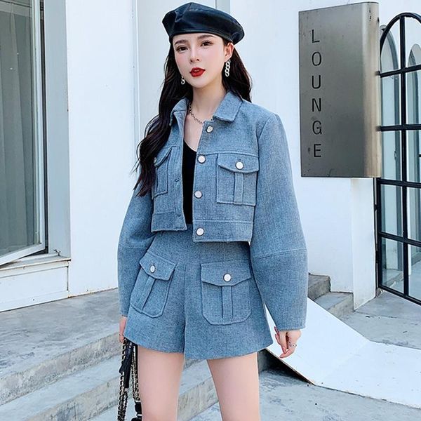 women's tracksuits women solid long sleeve jacket and wide leg shorts 2piece suits casual autumn short sets sweet streetwear, Gray
women's tracksuits women solid long sleeve jacket and wide leg shorts 2piece suits casual autumn short sets sweet streetwear, Gray