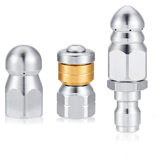 watering equipments 3 pcs sewer jetter nozzle 1/4" pressure washer rotating button nose quick connector stainless steel fixed
watering equipments 3 pcs sewer jetter nozzle 1/4" pressure washer rotating button nose quick connector stainless steel fixed