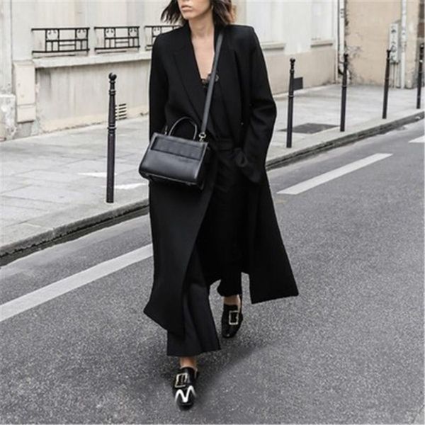 women's suits & blazers korean style jacket fashion casual jackets for women 2021 spring suit collar split one button long blazer, White;black
women's suits & blazers korean style jacket fashion casual jackets for women 2021 spring suit collar split one button long blazer, White;black