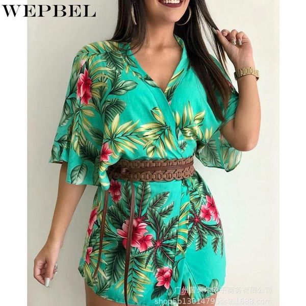 women's tracksuits wepbel casual floral print slim suit summer half flared sleeve cardigan coat + lace-up high waist straight shorts, Gray
women's tracksuits wepbel casual floral print slim suit summer half flared sleeve cardigan coat + lace-up high waist straight shorts, Gray