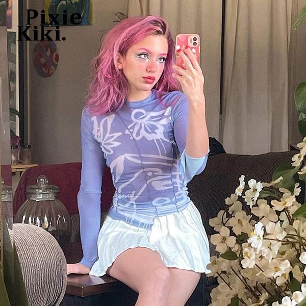 women's t-shirt pixiekiki purple printed mesh sheer irregular crop y2k graphic tees long sleeve t shirts for women female p85-bb10, White
women's t-shirt pixiekiki purple printed mesh sheer irregular crop y2k graphic tees long sleeve t shirts for women female p85-bb10, White