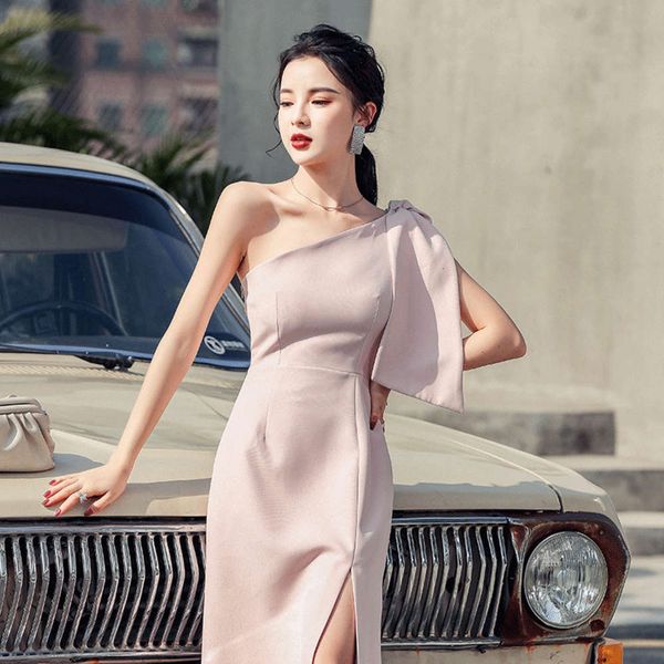 summer design shoulder slim split length sleeveless dress, Black;gray
summer design shoulder slim split length sleeveless dress, Black;gray