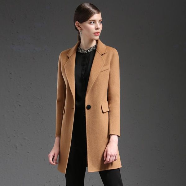 women's wool & blends casual solid women long winter blend coat slim singel button and jacket turn-down collar outerwear, Black
women's wool & blends casual solid women long winter blend coat slim singel button and jacket turn-down collar outerwear, Black