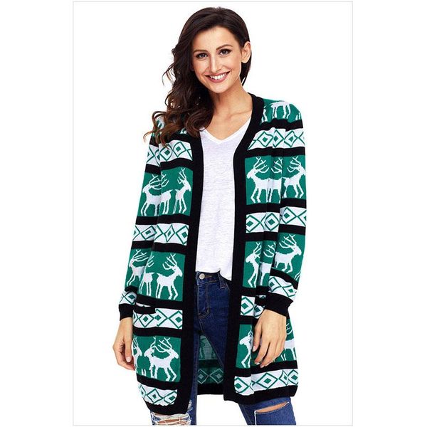 women's sweaters christmas cardigan female winter loose plus size sweater print long cardigans for ladies causal knitted women, White;black
women's sweaters christmas cardigan female winter loose plus size sweater print long cardigans for ladies causal knitted women, White;black