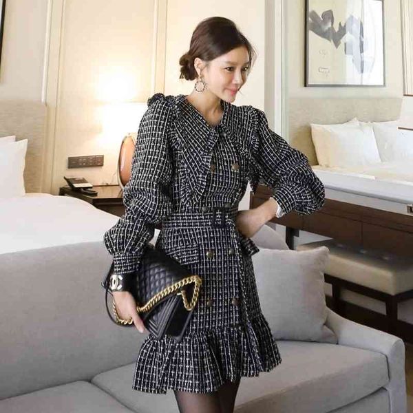 casual dresses autumn double-breasted lace up woolen ruffle peter pan collar women korean ol slim party dress belt 9730, Black;gray
casual dresses autumn double-breasted lace up woolen ruffle peter pan collar women korean ol slim party dress belt 9730, Black;gray