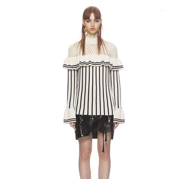 sweater autumn winter runway women knitted ruffles flare sleeve vertical striped pullover knitwear sweaters 7gpc, White;black
sweater autumn winter runway women knitted ruffles flare sleeve vertical striped pullover knitwear sweaters 7gpc, White;black