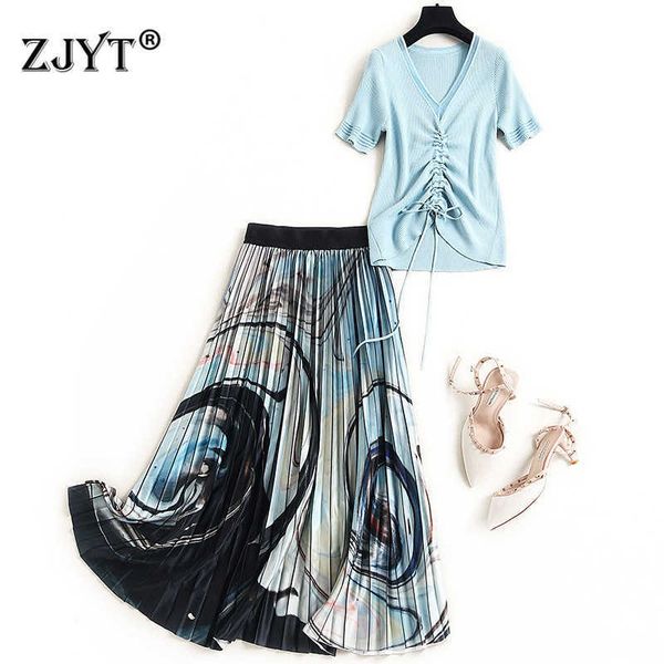 fashion summer runway suit women short sleeve knit and midi pleated skirt 2 piece set lady outfits 210601, White
fashion summer runway suit women short sleeve knit and midi pleated skirt 2 piece set lady outfits 210601, White