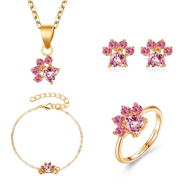 earrings & necklace cute female pink crystal jewelry set charm ring gold color stud earring for women dainty cat bracelet wedding chain, Silver
earrings & necklace cute female pink crystal jewelry set charm ring gold color stud earring for women dainty cat bracelet wedding chain, Silver