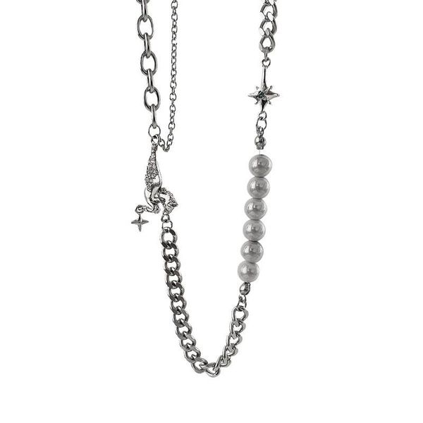 pendant necklaces potcet women's stainless steel pearl star titanium necklace clavicle chain fashion hip hop party jewelry, Silver
pendant necklaces potcet women's stainless steel pearl star titanium necklace clavicle chain fashion hip hop party jewelry, Silver