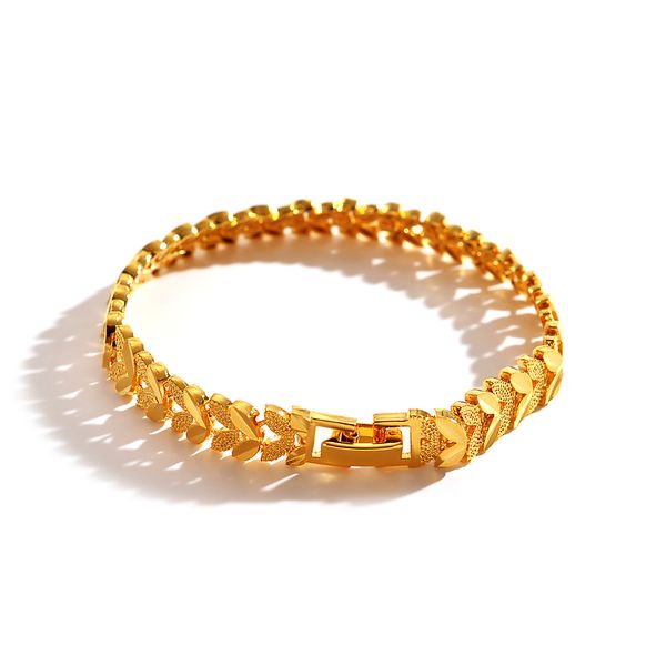 leaf pattern bracelet women men wrist chain link jewelry 18k yellow gold filled fashion accessories, Black
leaf pattern bracelet women men wrist chain link jewelry 18k yellow gold filled fashion accessories, Black