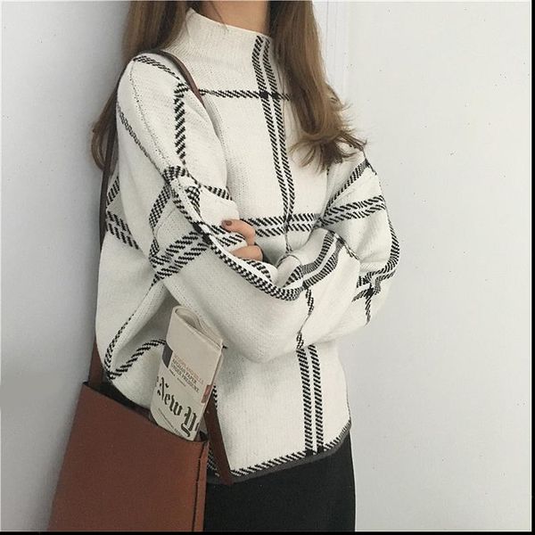 sweaters womens knitted turtleneck long sleeve plaid pullovers autumn winter elegant femme checked sweater women knitwear mujer, White;black
sweaters womens knitted turtleneck long sleeve plaid pullovers autumn winter elegant femme checked sweater women knitwear mujer, White;black