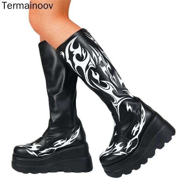 boots termainoov women platform shoes high heels knee long zipper winter fashion wedges thin boot, Black
boots termainoov women platform shoes high heels knee long zipper winter fashion wedges thin boot, Black