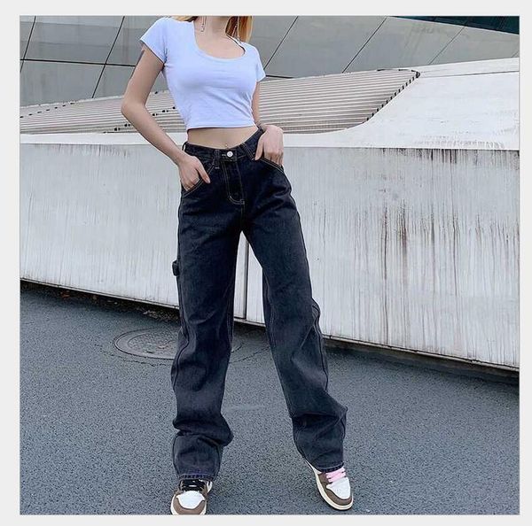 women's jeans street high waist straight women were thin and loose casual wide leg pants fashion boyfriend style denim girlfriend, Blue
women's jeans street high waist straight women were thin and loose casual wide leg pants fashion boyfriend style denim girlfriend, Blue