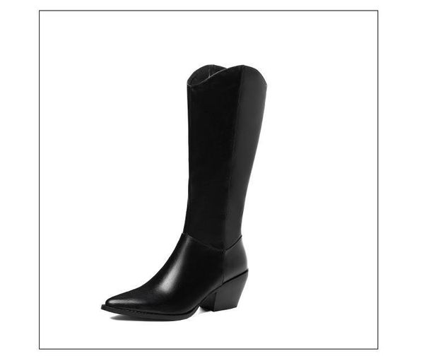 boots western 2021 spring and autumn versatile high tube pointed thick heel knight women's british heels, Black
boots western 2021 spring and autumn versatile high tube pointed thick heel knight women's british heels, Black