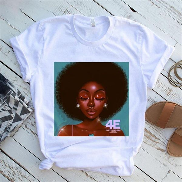 female curly hair black girl mens t shirt and womens harajuku graphic fashion summer women, White;black
female curly hair black girl mens t shirt and womens harajuku graphic fashion summer women, White;black