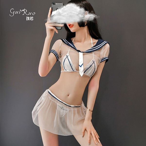 Underwear Women's Sailor Guiruo Uniform Temptation Perspective Sexy Role Play Suit 064, White;black
Underwear Women's Sailor Guiruo Uniform Temptation Perspective Sexy Role Play Suit 064, White;black