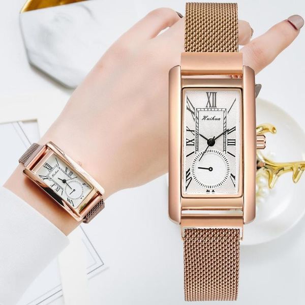 wristwatches women square dial luxury watches ultra thin mesh belt magnetic quartz clock ladies dress watch classic rose gold bracelet, Slivery;brown
wristwatches women square dial luxury watches ultra thin mesh belt magnetic quartz clock ladies dress watch classic rose gold bracelet, Slivery;brown
