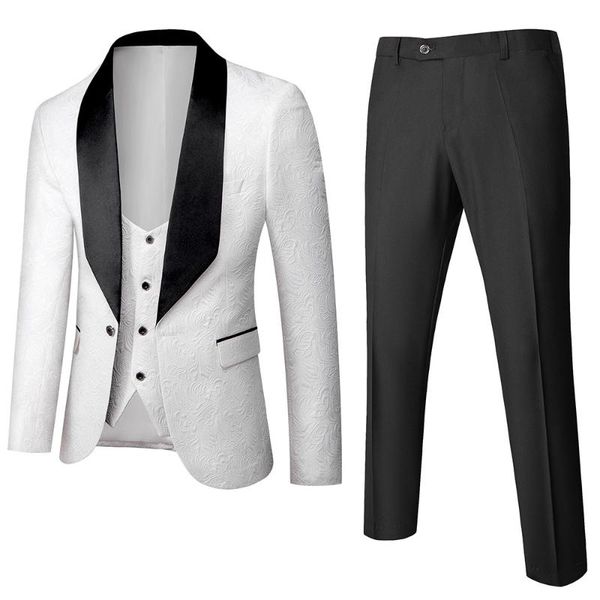 men's suits & blazers 2021 banquet costume homme slim fit wedding dress royal smoking jacket+pant+waistcoat men damask jacquard fabric, White;black
men's suits & blazers 2021 banquet costume homme slim fit wedding dress royal smoking jacket+pant+waistcoat men damask jacquard fabric, White;black