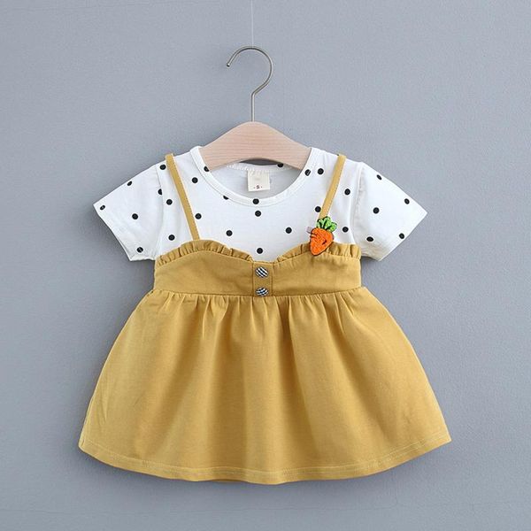 40# splicing polka dot printing baby dress draped button toddler girls short sleeve radish clothing summer girl's dresses, Red;yellow
40# splicing polka dot printing baby dress draped button toddler girls short sleeve radish clothing summer girl's dresses, Red;yellow
