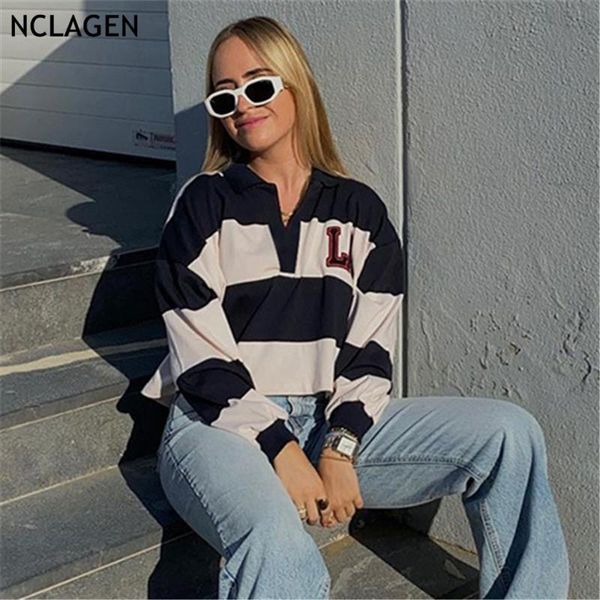 women's hoodies & sweatshirts nclagen letter embroidery crop contrast color stripes harajuku women turn down collar fashion pullovers, Black
women's hoodies & sweatshirts nclagen letter embroidery crop contrast color stripes harajuku women turn down collar fashion pullovers, Black