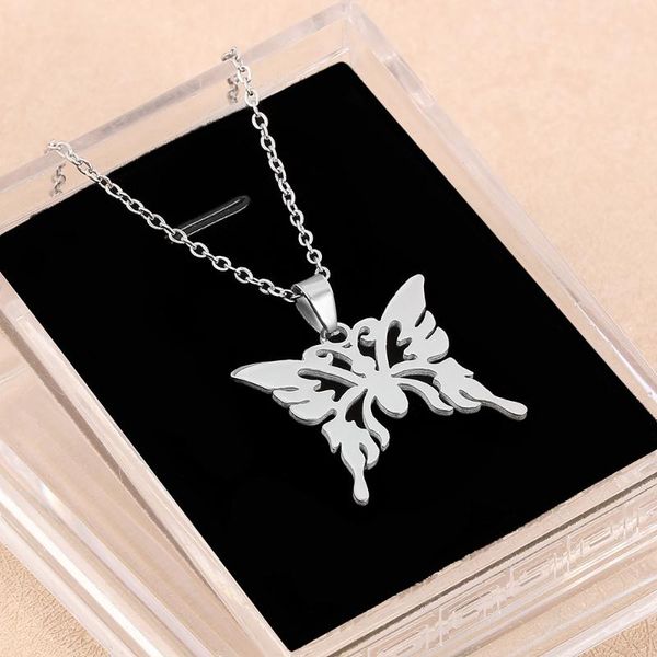 pendant necklaces trendy hollow out butterfly necklace for women girls charm jewelry marry party romantic gift stainless steel accessories, Silver
pendant necklaces trendy hollow out butterfly necklace for women girls charm jewelry marry party romantic gift stainless steel accessories, Silver