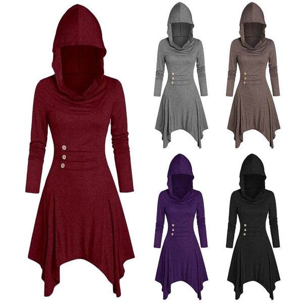 casual dresses women winter hooded dress solid color lace up button halloween party female a line irregular vestidos, Black;gray
casual dresses women winter hooded dress solid color lace up button halloween party female a line irregular vestidos, Black;gray