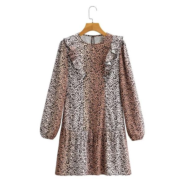casual dresses 2021 spring women leopard print cascading ruffle mini dress female o neck long sleeve clothes loose vestido d7030, Black;gray
casual dresses 2021 spring women leopard print cascading ruffle mini dress female o neck long sleeve clothes loose vestido d7030, Black;gray