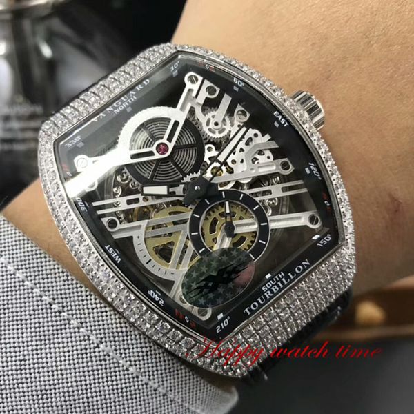 45 v s6 sqt white skeleton dial silver diamond case automatic mechanical movement mens watch black leather strap sport watches, Slivery;brown
45 v s6 sqt white skeleton dial silver diamond case automatic mechanical movement mens watch black leather strap sport watches, Slivery;brown