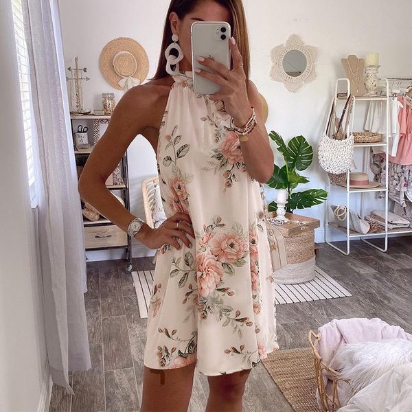casual dresses 2021 summer ladies elegant floral print sleeveless halter backless band pine beach party mini dress, Black;gray
casual dresses 2021 summer ladies elegant floral print sleeveless halter backless band pine beach party mini dress, Black;gray