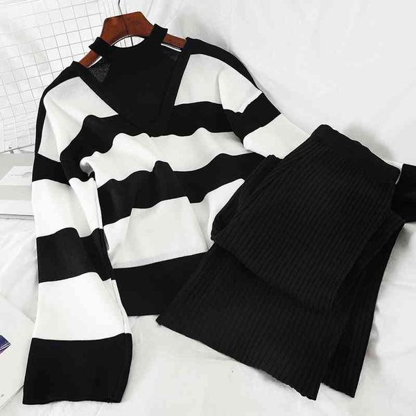 women's two piece pants 2pcs set women knitted pullovers sweater halter stripe knit jumper + wide leg long suits tracksuits 3, White
women's two piece pants 2pcs set women knitted pullovers sweater halter stripe knit jumper + wide leg long suits tracksuits 3, White