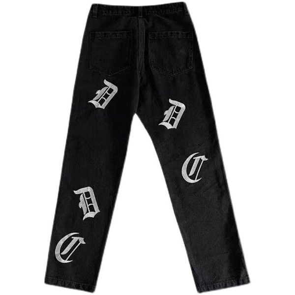 men's jeans godlikeu streetwear loose straight letter embroidered side zipper trousers gothic retro black pants, Blue
men's jeans godlikeu streetwear loose straight letter embroidered side zipper trousers gothic retro black pants, Blue
