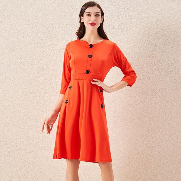 casual dresses 2021 plus size women's clothing three quarter sleeve pleated dress button decoration robe femme knee length, Black;gray
casual dresses 2021 plus size women's clothing three quarter sleeve pleated dress button decoration robe femme knee length, Black;gray