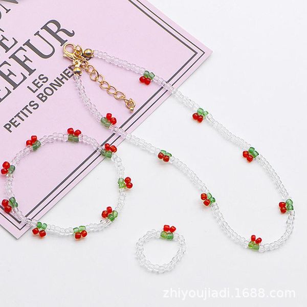 chains ins product cherry choker crystal beaded necklace bracelet ring combination set female 2021 trend jewelry, Silver
chains ins product cherry choker crystal beaded necklace bracelet ring combination set female 2021 trend jewelry, Silver
