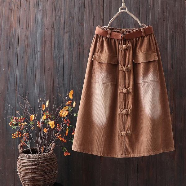 skirts retro elastic waist female a-line solid pockets button women spring autumn washed white corduroy office ladies, Black
skirts retro elastic waist female a-line solid pockets button women spring autumn washed white corduroy office ladies, Black
