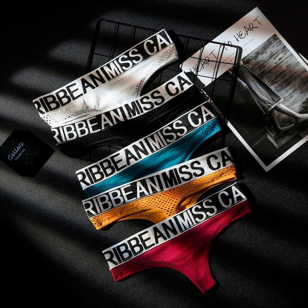 women's panties women underwear seamelss thong g-string low rise female lettre string lady lingerie pants letter sports hollow out, Black;pink