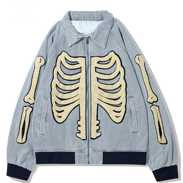 men's jackets men skeleton bone embroidered denim jacket couple casual bomber outwear american turn-down collar varsity baseball unifor, Black;brown
men's jackets men skeleton bone embroidered denim jacket couple casual bomber outwear american turn-down collar varsity baseball unifor, Black;brown