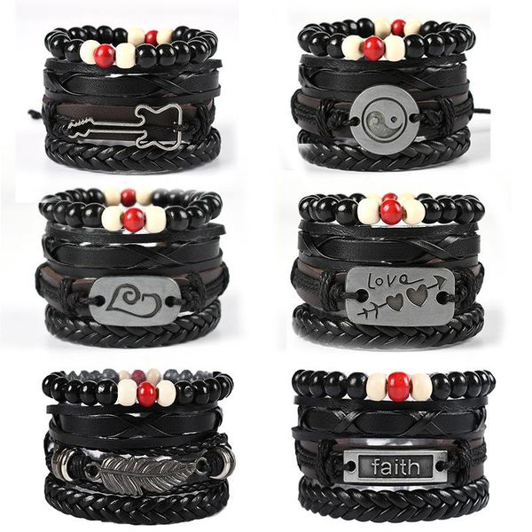 charm bracelets boho jewelry woven combination set cowhide bracelet alloy feather men's leather letter designer chrams, Golden;silver
charm bracelets boho jewelry woven combination set cowhide bracelet alloy feather men's leather letter designer chrams, Golden;silver