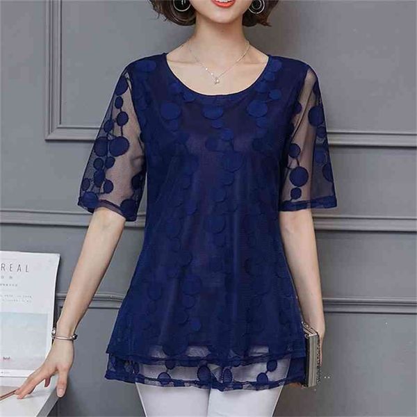 long lace shirt plus size l-5xl dot women short sleeve blouse shirts chiffon women mesh transparent feminine blusa 911i 210401, White
long lace shirt plus size l-5xl dot women short sleeve blouse shirts chiffon women mesh transparent feminine blusa 911i 210401, White