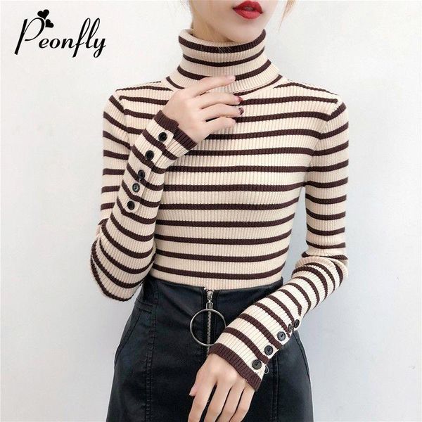 women's sweaters peonfly 2021 women autumn knitted turtleneck sweater striped printed female elastic pullovers button long sleeve jumpe, White;black
women's sweaters peonfly 2021 women autumn knitted turtleneck sweater striped printed female elastic pullovers button long sleeve jumpe, White;black
