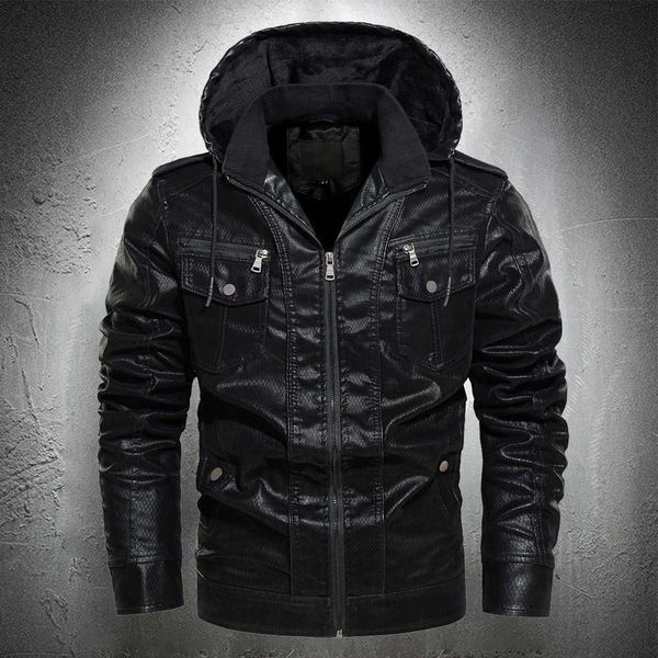 leather jacket men outwear fashion hooded punk style vintage motorcycle jacket men outdoor fashion hooded biker jacket pu 211009, Black
leather jacket men outwear fashion hooded punk style vintage motorcycle jacket men outdoor fashion hooded biker jacket pu 211009, Black