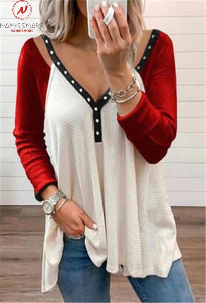 women's t-shirt fashion women spring autumn streetwear casual loose t-shirts color matching hollow out design v-neck long sleeve pullov, White
women's t-shirt fashion women spring autumn streetwear casual loose t-shirts color matching hollow out design v-neck long sleeve pullov, White