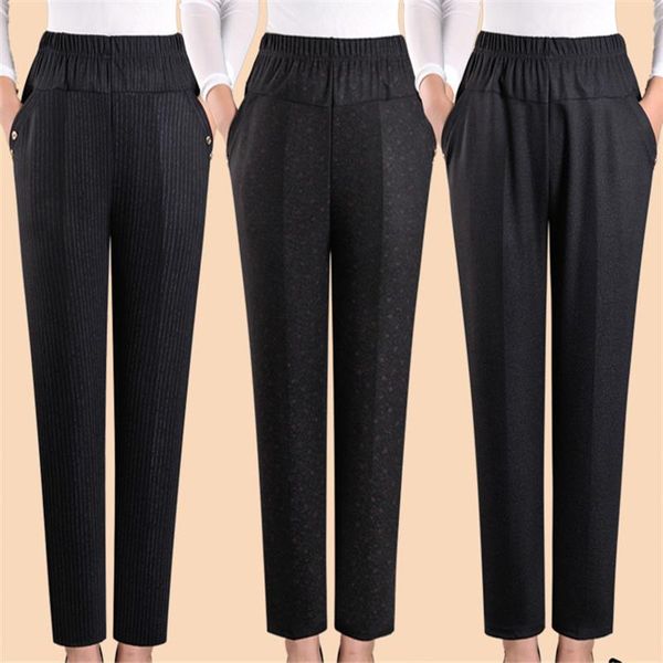 women's pants & capris 2021 spring autumn high waist elastic belt plus-size straight trousers middle-aged casual elasticity, Black;white
women's pants & capris 2021 spring autumn high waist elastic belt plus-size straight trousers middle-aged casual elasticity, Black;white